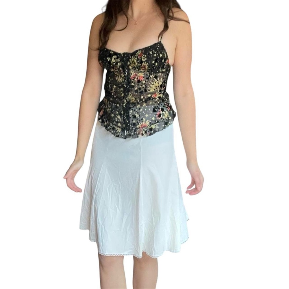 Vintage vanity fair white slip lace trim skirt